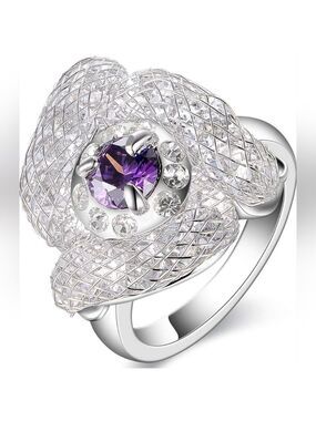 Purple Cubic Zirconia Statement Ring